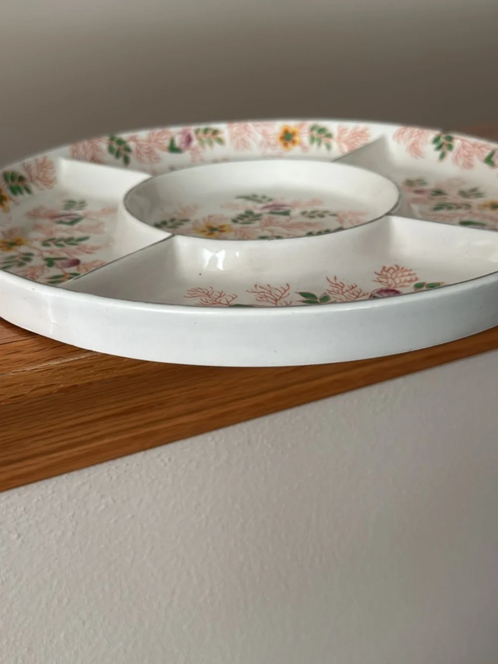 Floral Sectioned Serving Platter - White with Pink & Green